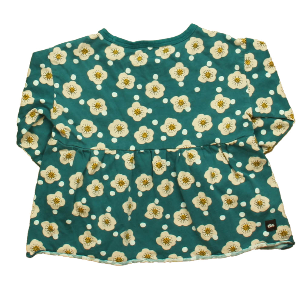 Tea Girls Green Floral Long Sleeve Shirt Size: 12-18 Months Green Floral