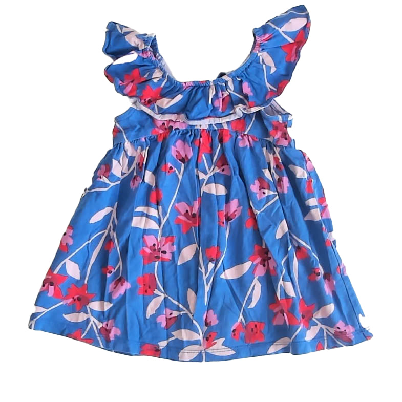 Tea Girls Blue Floral Dress Size: 9-12 Months Blue Floral
