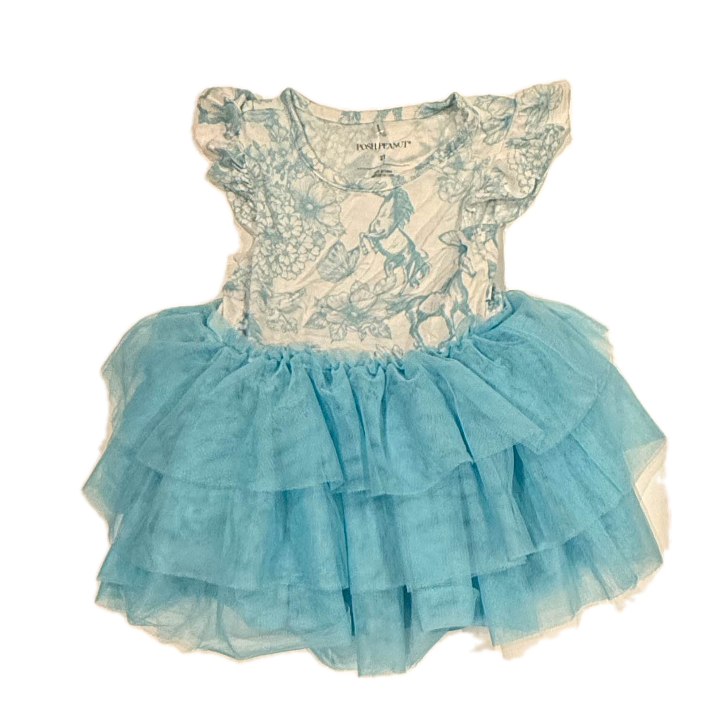 Posh Peanut Girls Blue Floral Dress Size: 2T Blue Floral