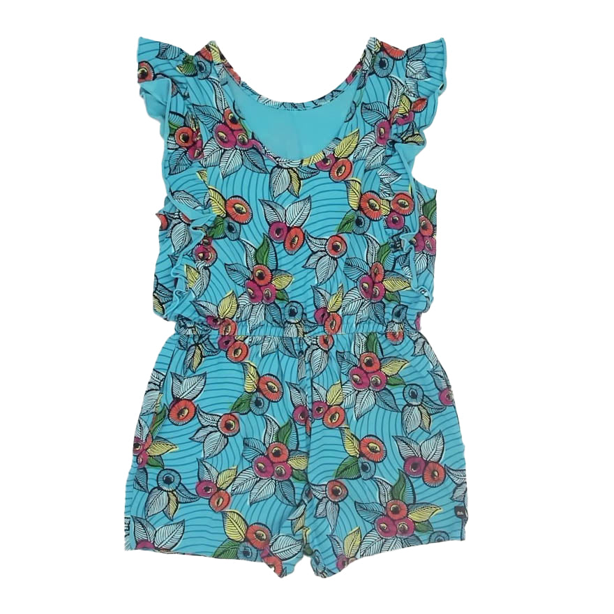 Tea Collection Girls Blue Floral Romper Size: 12 Years Blue Floral