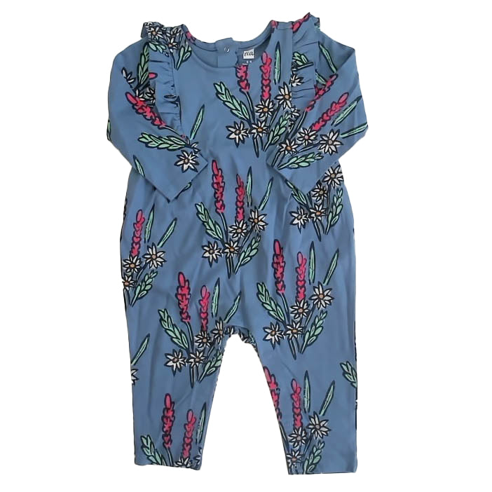 Tea Collection Girls Blue Floral Long Sleeve Outfit Size: 6-9 Months Blue Floral