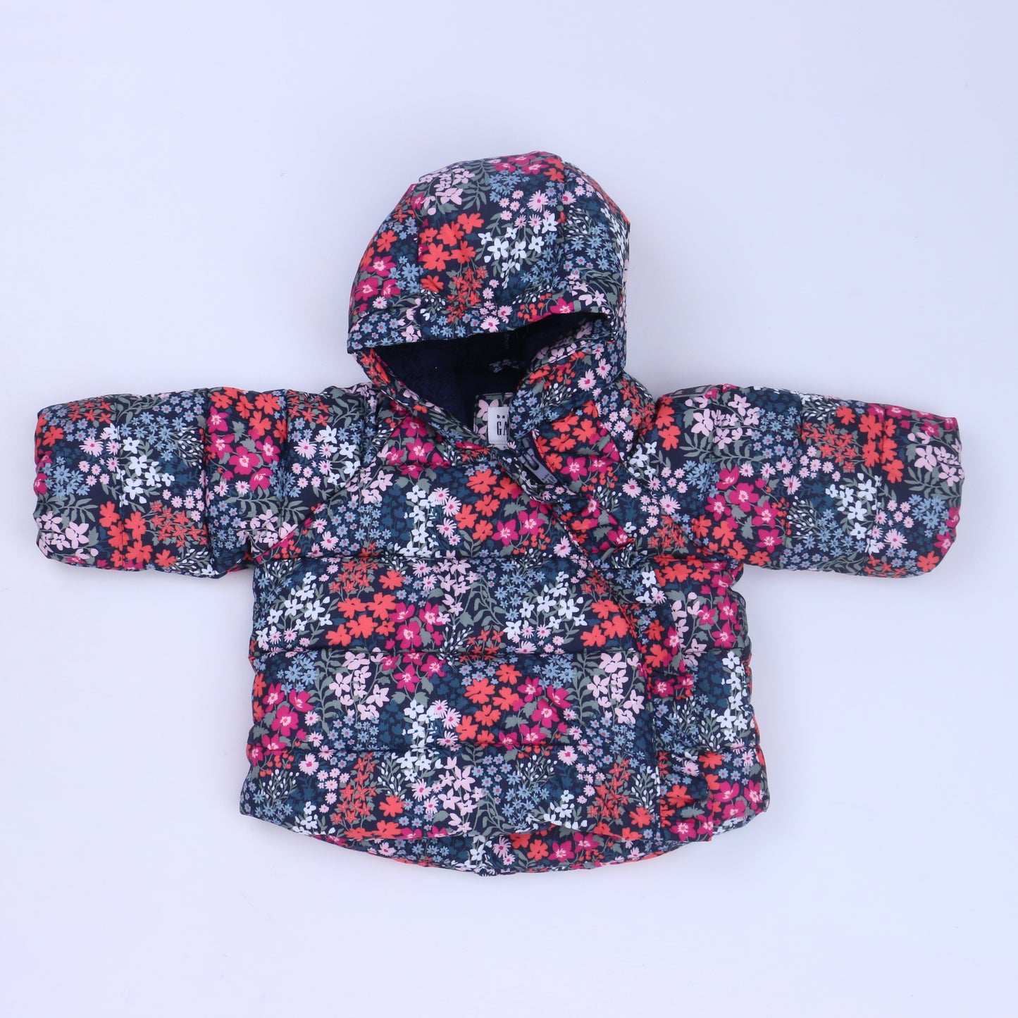 Gap Girls Blue Floral Winter Coat Size: 0-6 Months Blue Floral