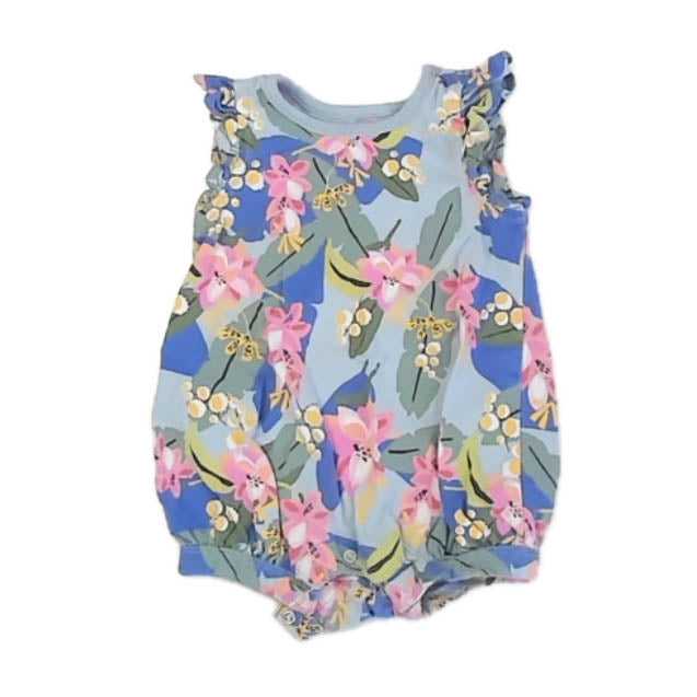 Tea Girls Blue Floral Romper Size: 6-9 Months Blue Floral