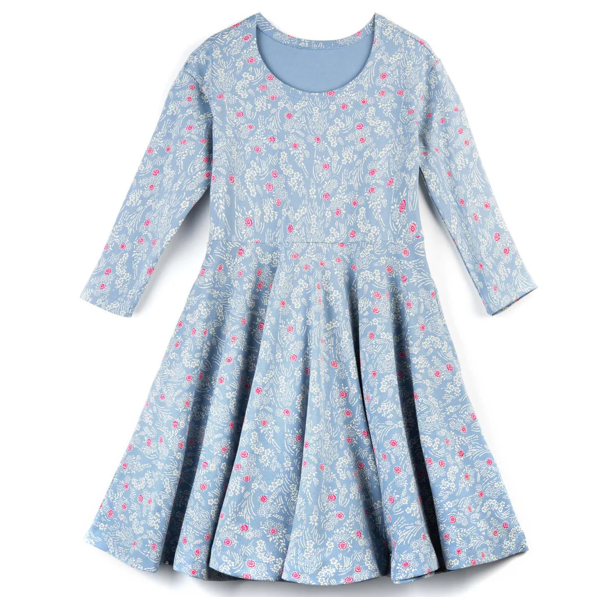 Mightly Girls Blue Floral Dress Size: 6-14 Years Blue Floral