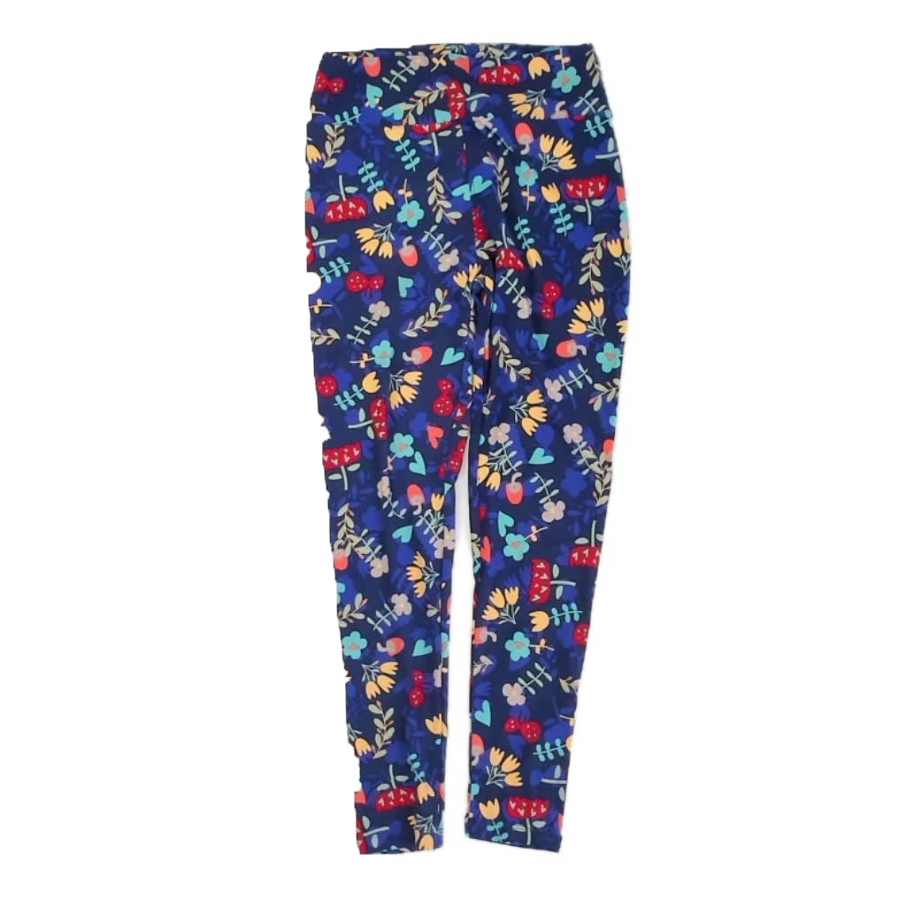 LulaRoe Girls Blue Floral Leggings Size: One Size Blue Floral