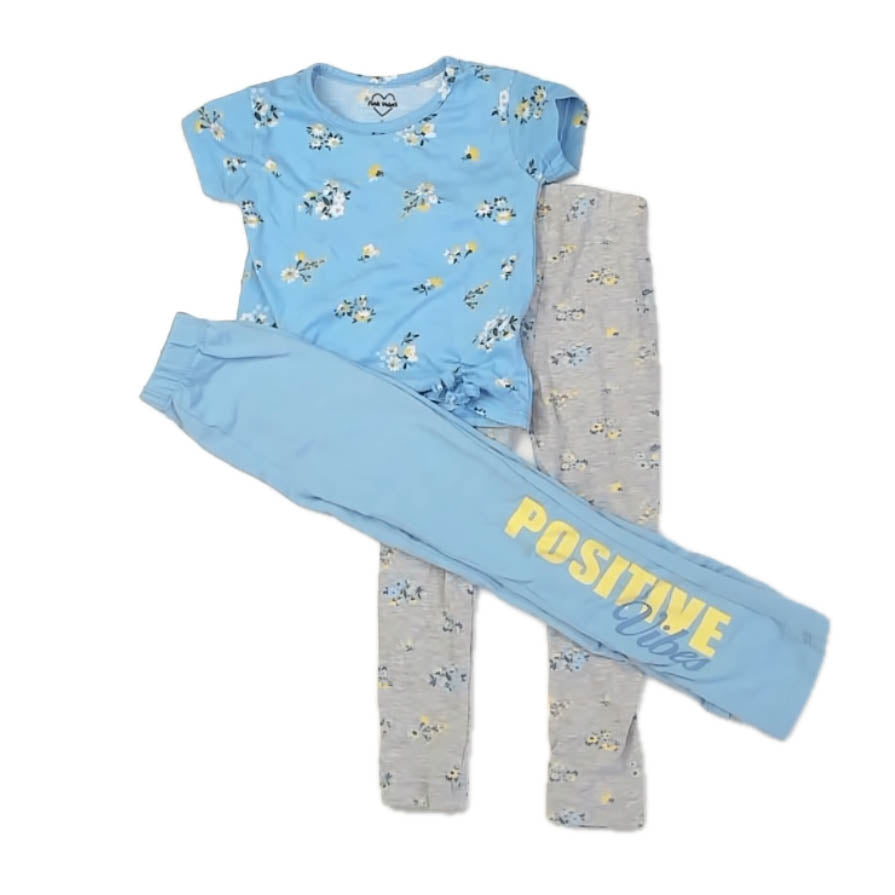 Pink Velvet Girls Blue Floral Apparel Sets Size: 3T Blue Floral