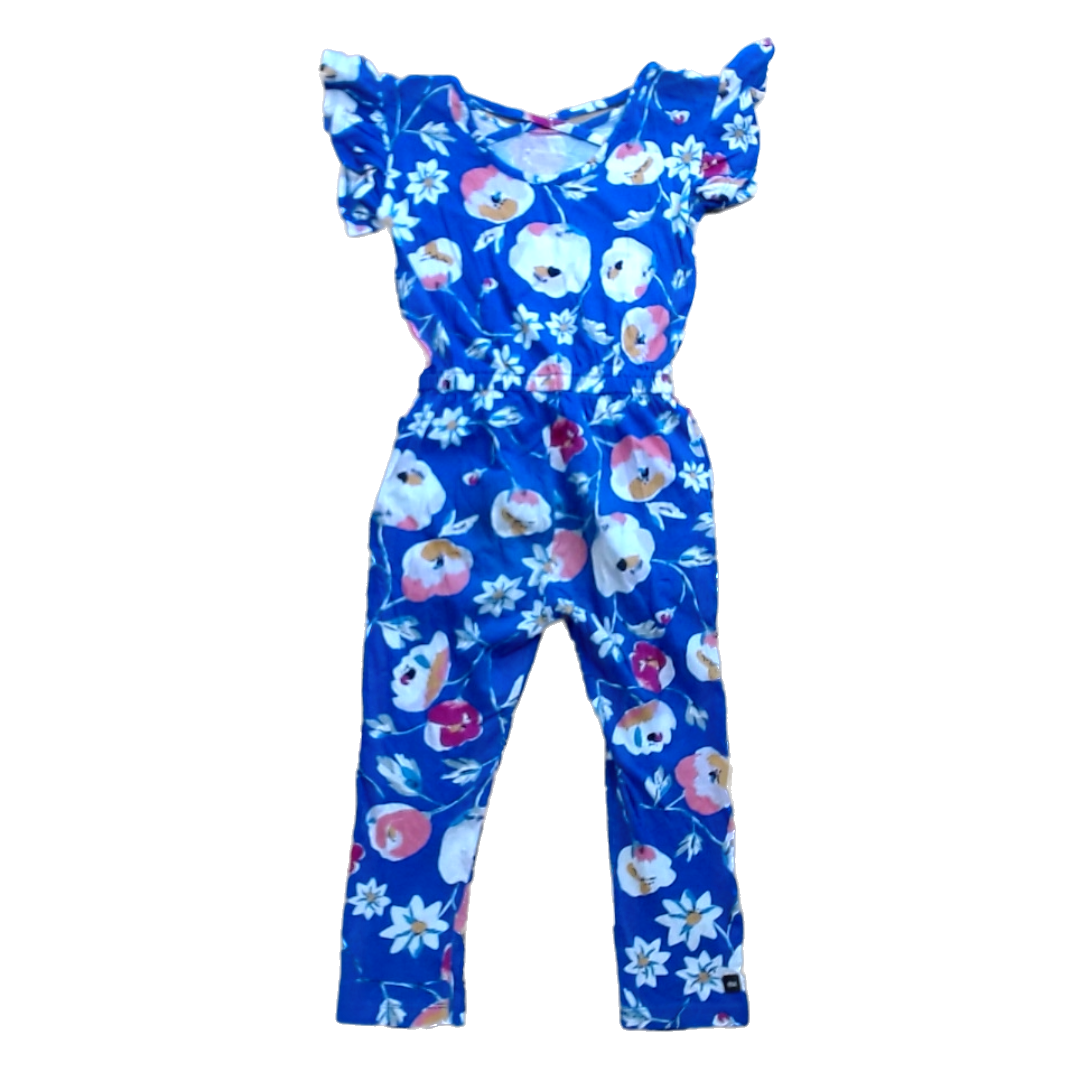 Tea Collection Girls Blue Floral Romper Size: 5T Blue Floral
