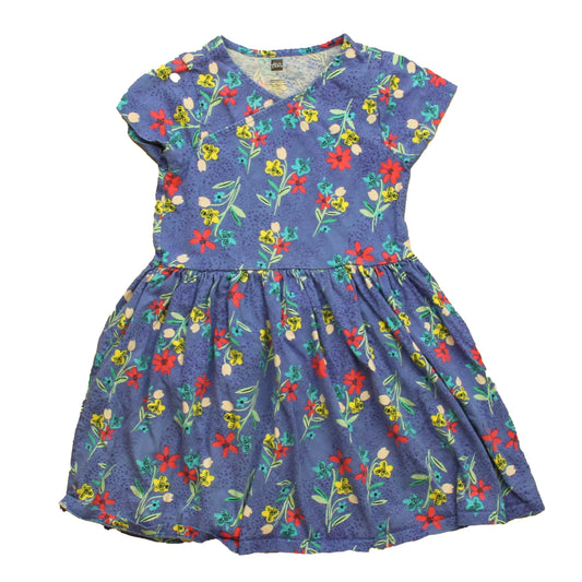 Tea Collection Girls Blue Floral Dress Size: 6 Years Blue Floral