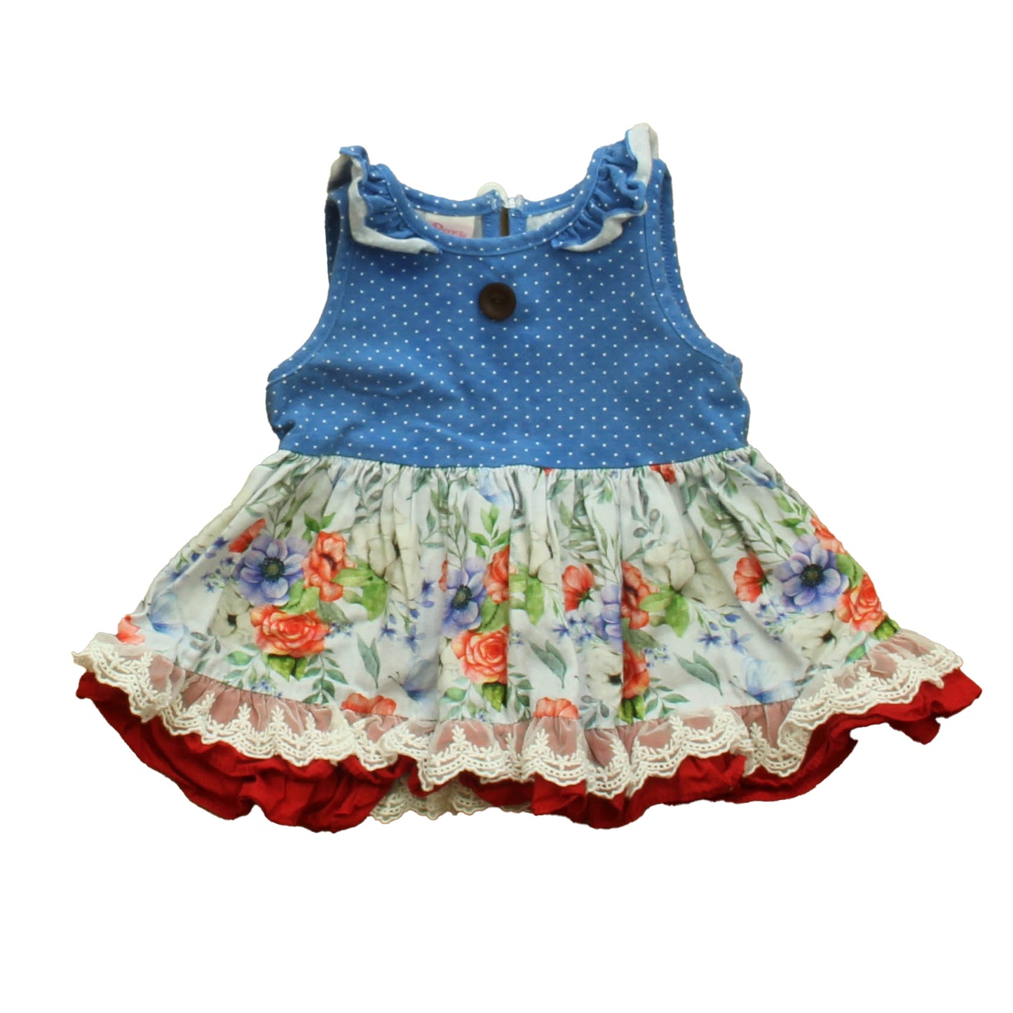 Ricrac & Ruffles Girls Blue Floral Dress Size: 24 Months Blue Floral