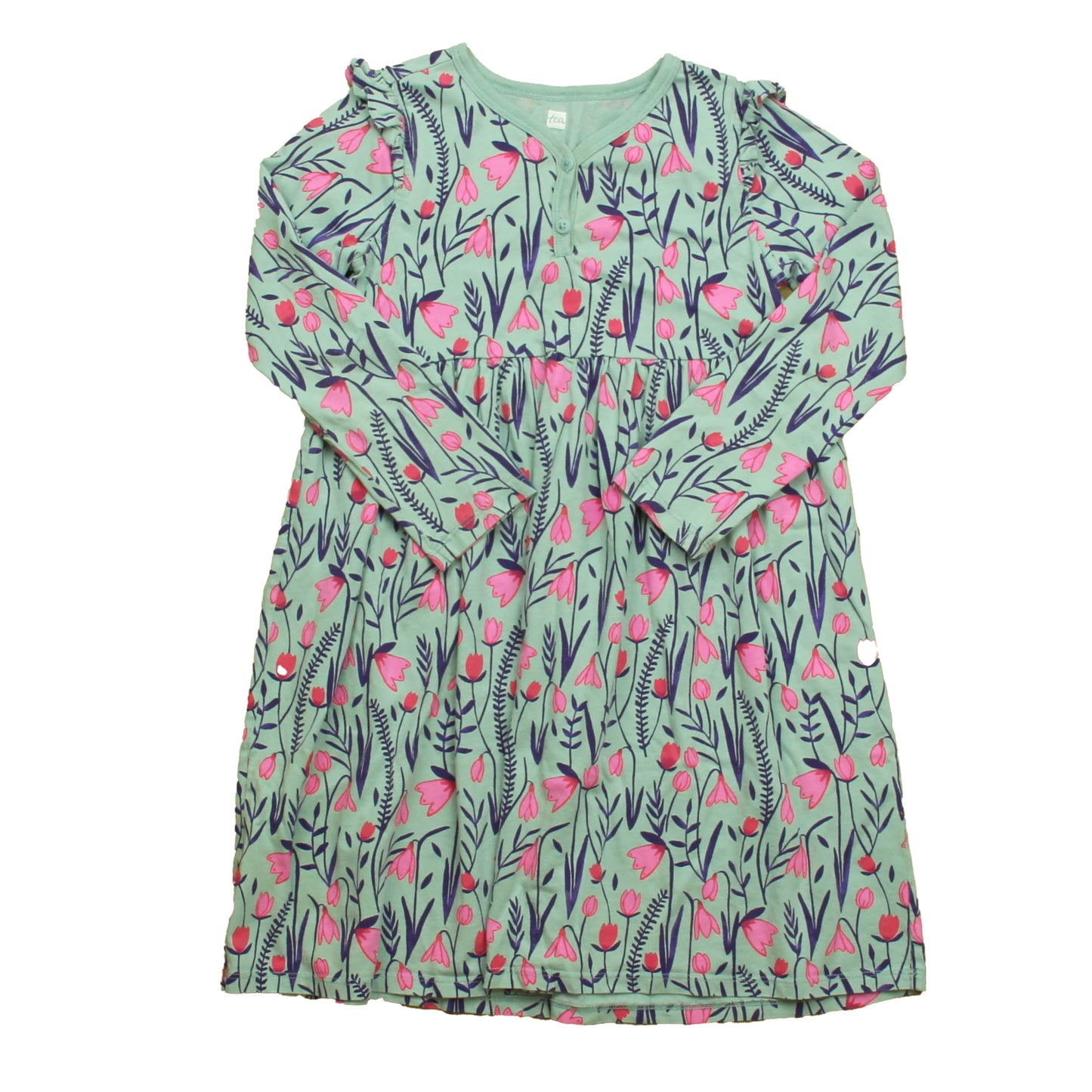 Tea Collection Girls Blue Floral Dress Size: 7 Years Blue Floral