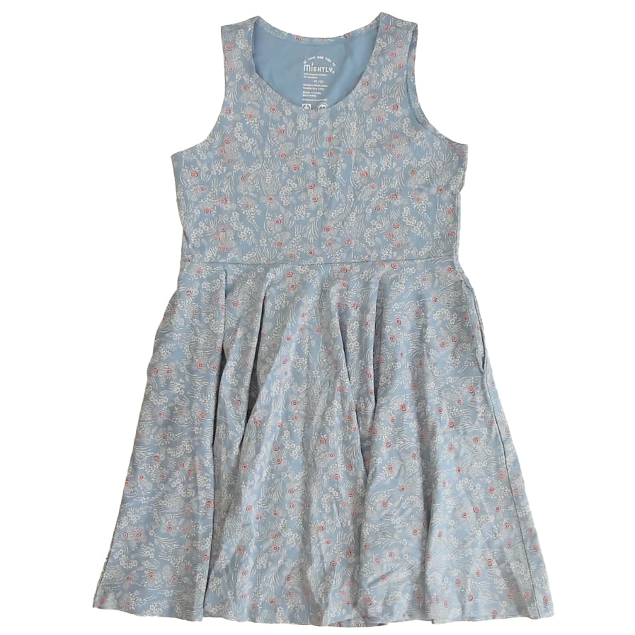 Mightly Girls Blue Floral Dress Size: 6-14 Years Blue Floral