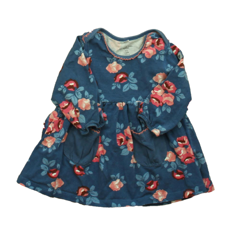 Polarn O Pyret Girls Blue Floral Dress Size: 2-4 Months Blue Floral