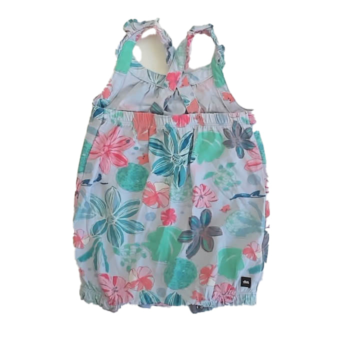 Tea Collection Girls Blue Floral Romper Size: 18-24 Months Blue Floral