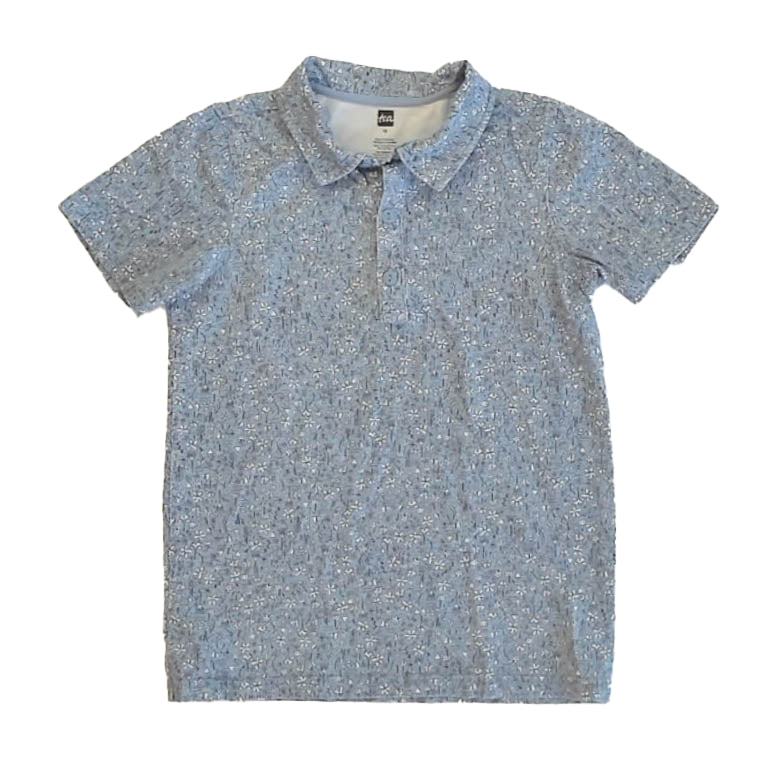 Tea Collection Boys Blue Floral Polo Shirt Size: 10 Years Blue Floral