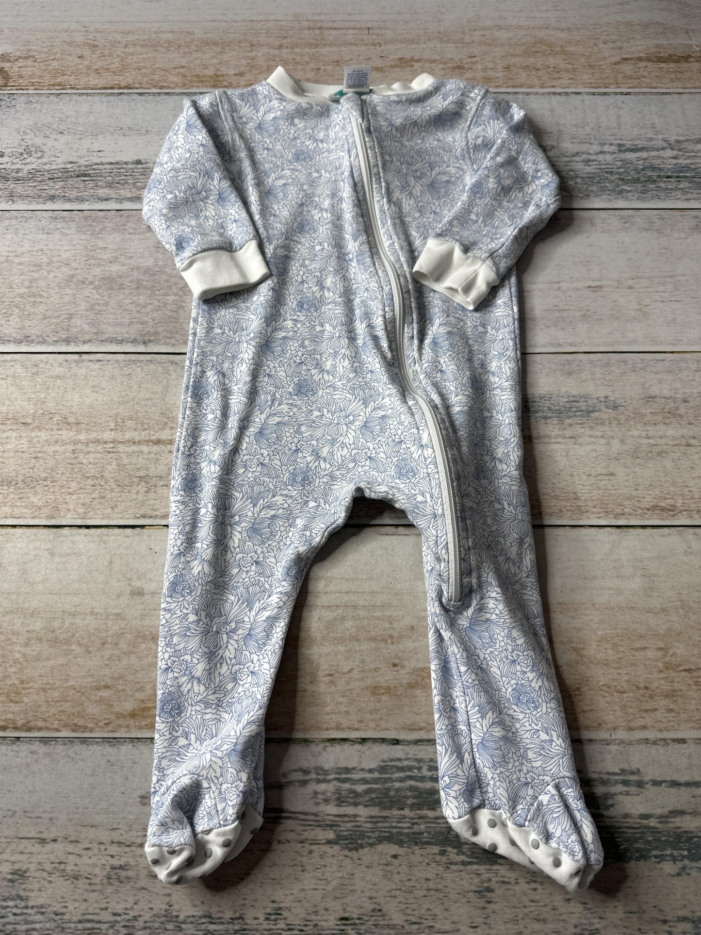 Feather Baby Girls Blue | Floral Pajamas Size: 6-9 months Blue | Floral