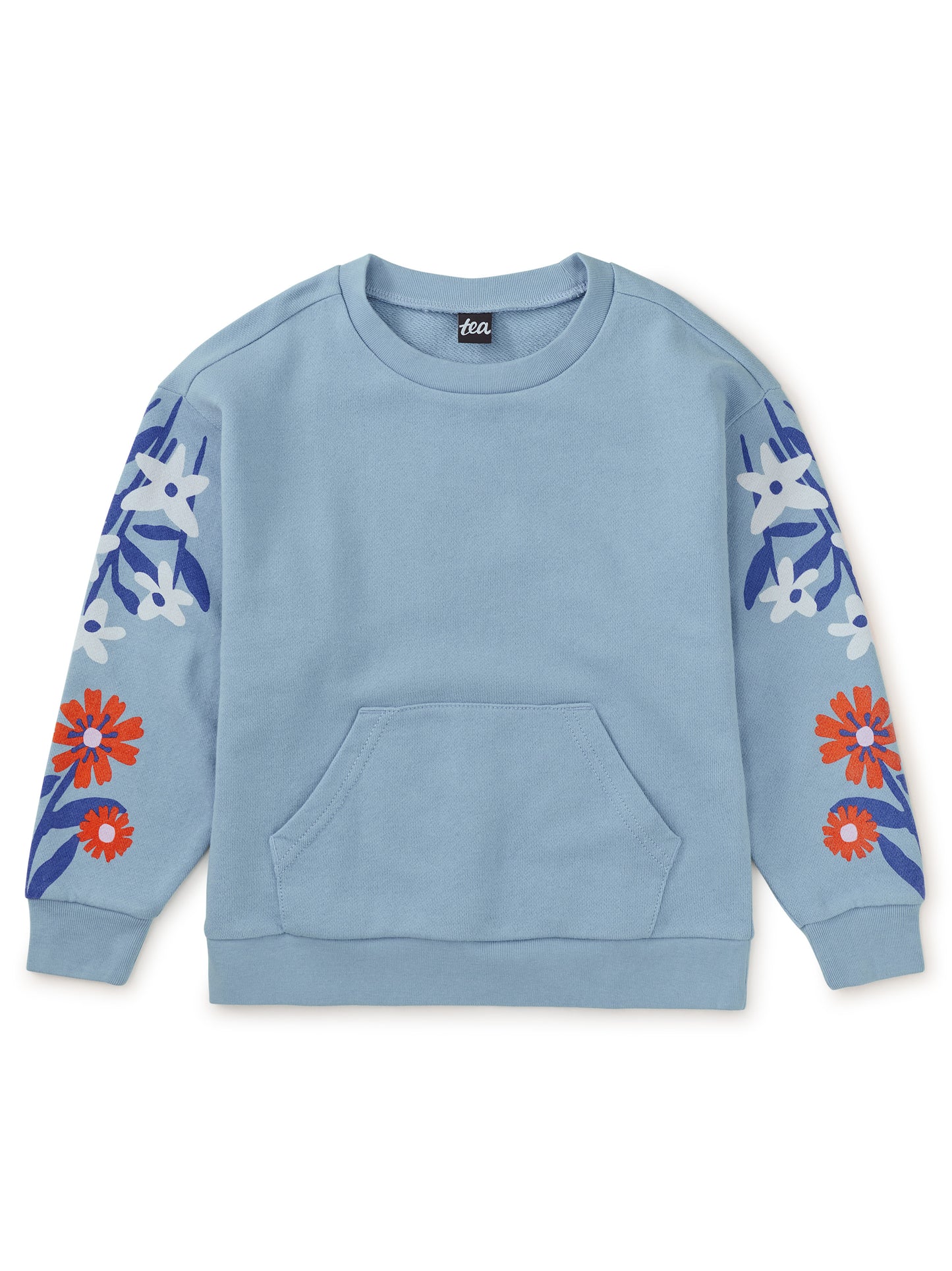 Tea Collection Girls Blue Floral Sweatshirt Size: 6 Years Blue Floral