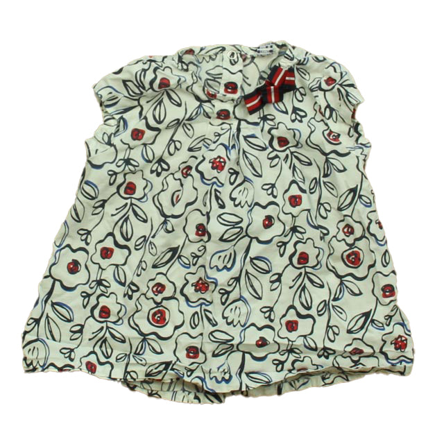 Petit Bateau Girls Blue Floral Blouse Size: 12 Months Blue Floral