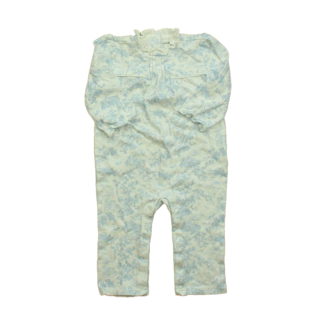 Janie and Jack Girls Blue Floral Long Sleeve Outfit Size: 12-18 Months Blue Floral