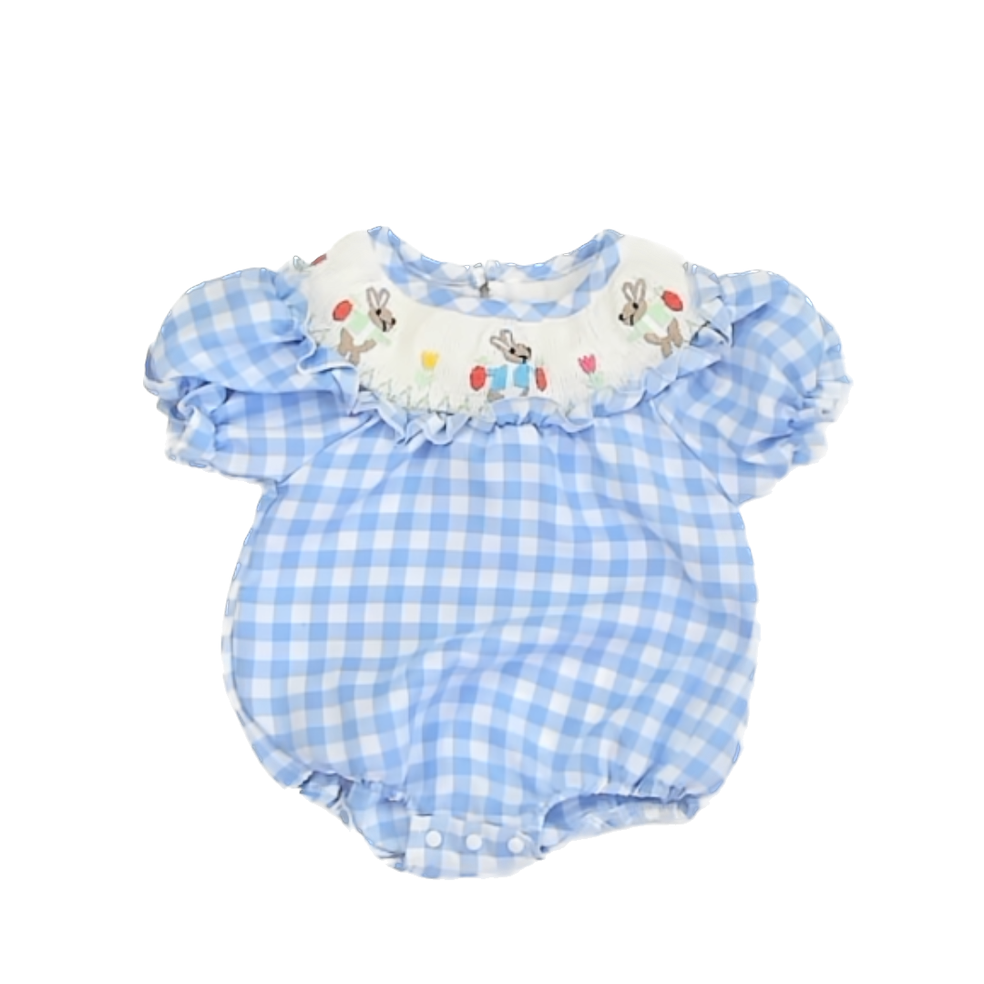 Unknown Girls Blue Gingham Onesie Size: 3-6 Months Blue Gingham