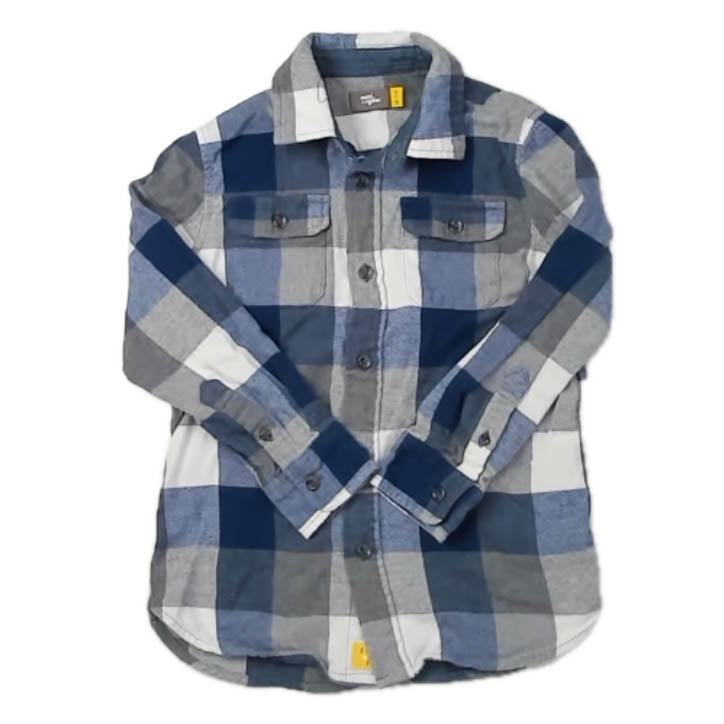 Rumi + Ryder Boys Blue | Gray Plaid Button Down Long Sleeve Size: 6-7 Years Blue | Gray Plaid