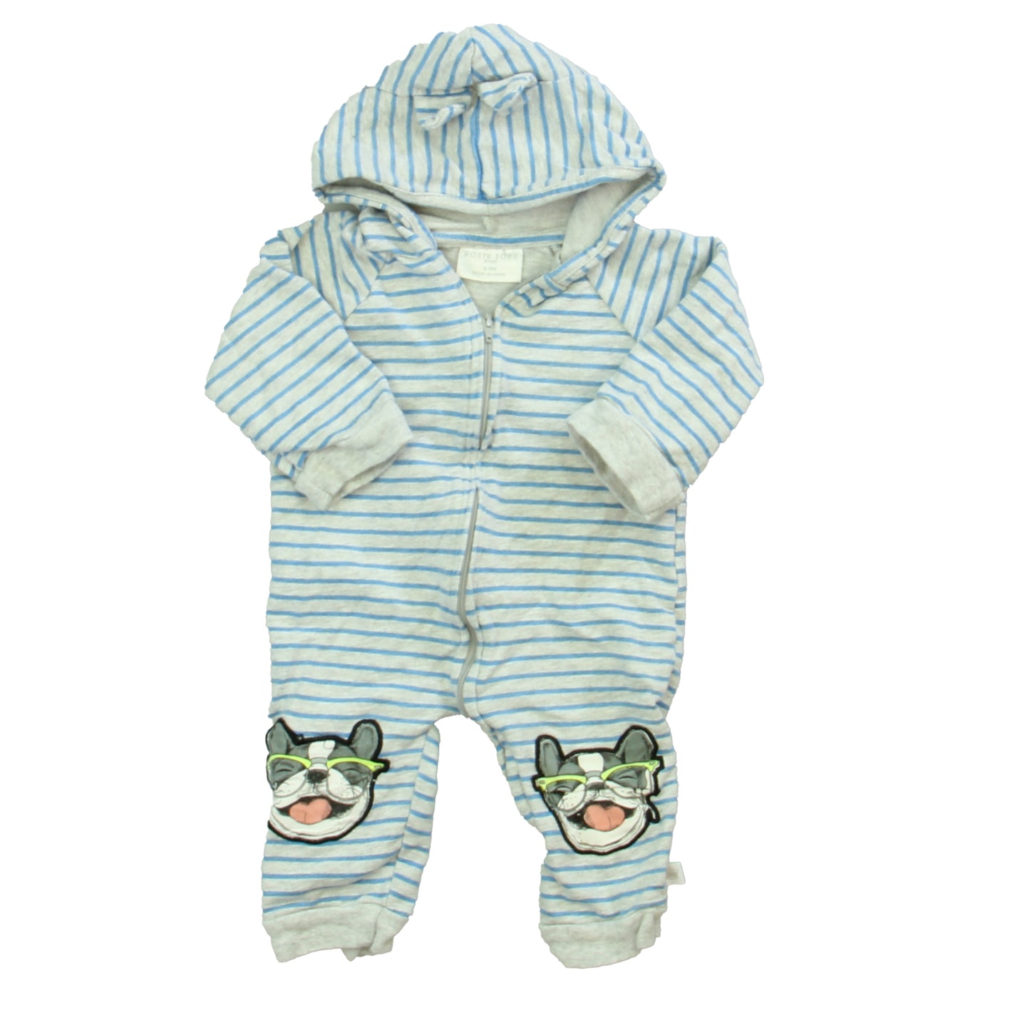 Rosie Pope Boys Blue | Gray Stripe Long Sleeve Outfit Size: 6-9 Months Blue | Gray Stripe