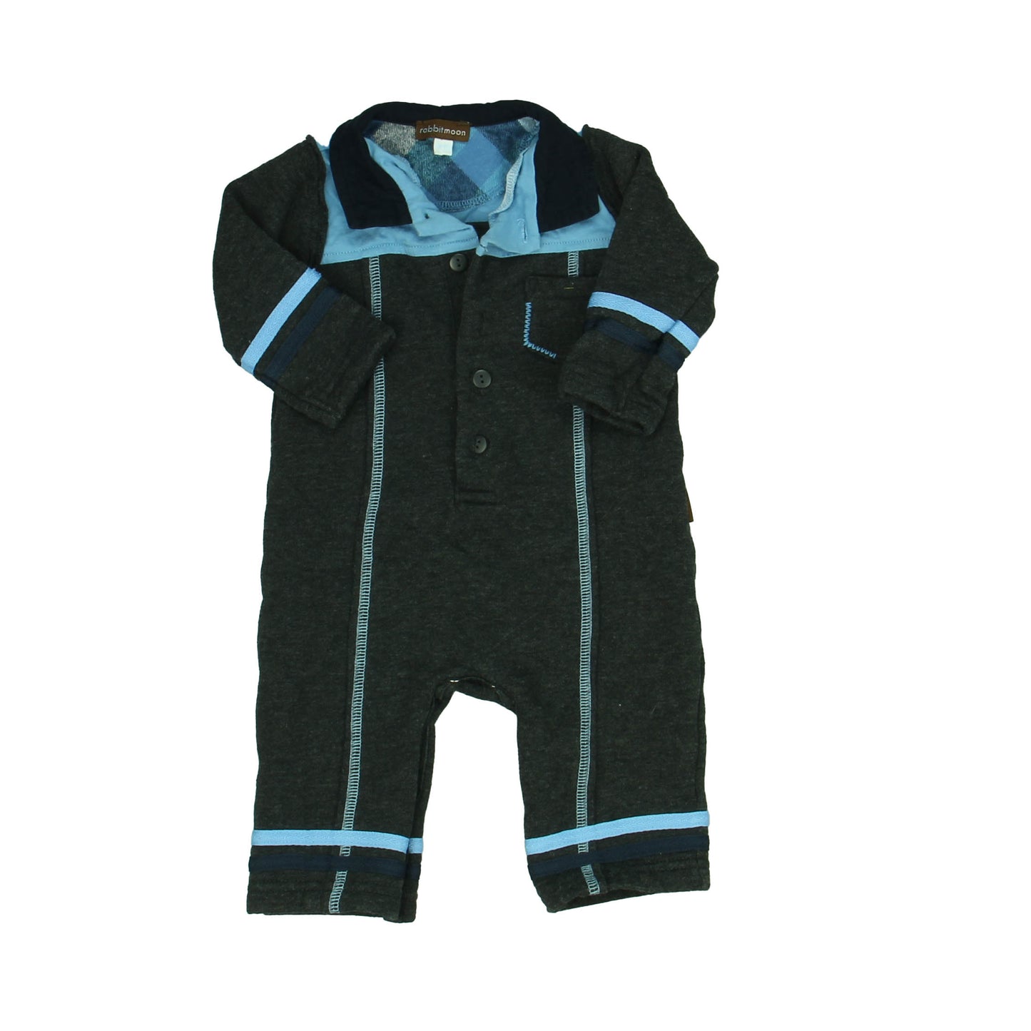 Rabbit Moon Boys Blue | Gray Long Sleeve Outfit Size: 3-6 Months Blue | Gray