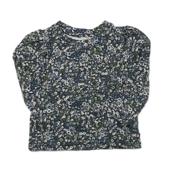 Gap Girls Blue | Green Floral Long Sleeve T-Shirt Size: 18-24 Months Blue | Green Floral