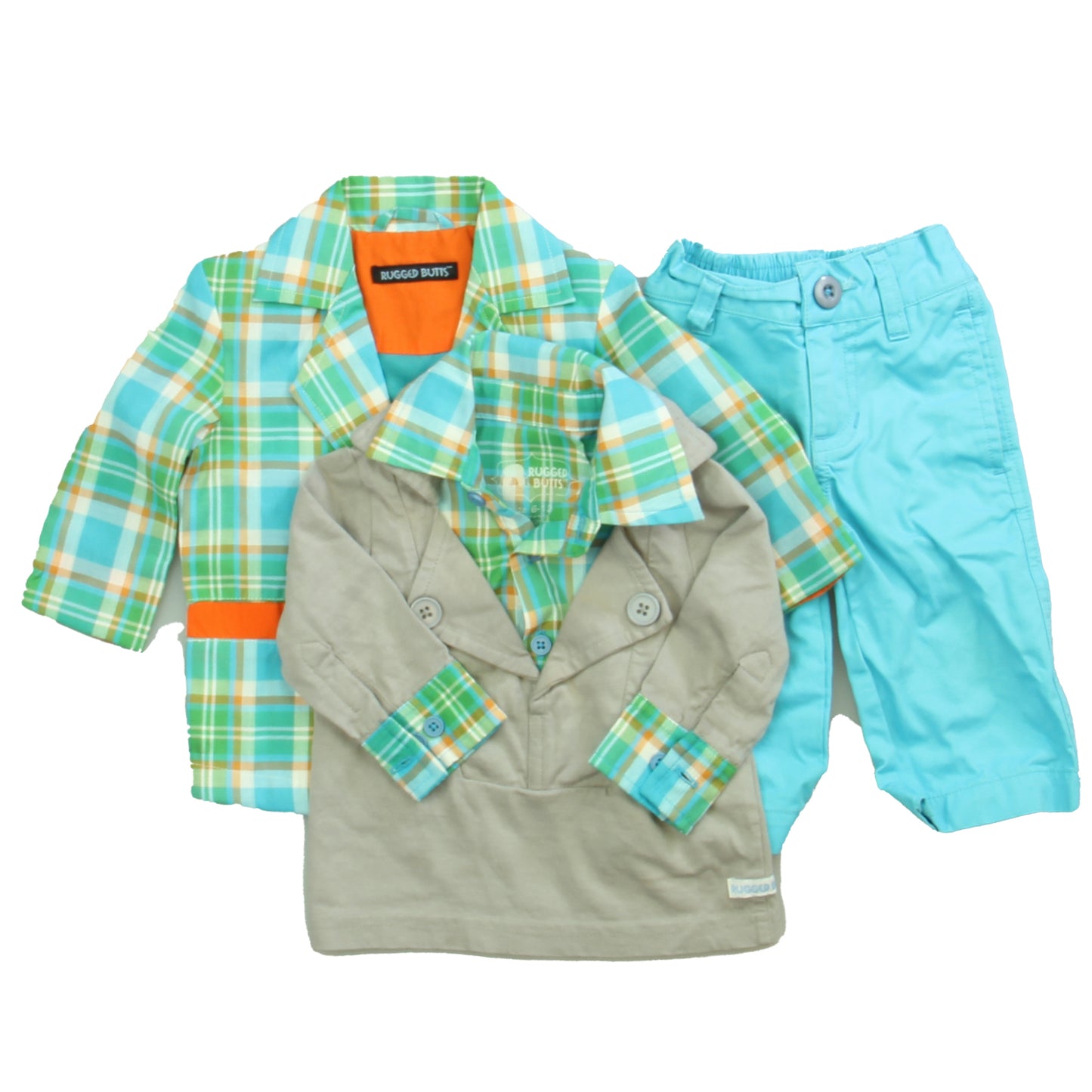Rugged Butts Boys Blue | Green | Gray Apparel Sets Size: 6-12 Months Blue | Green | Gray