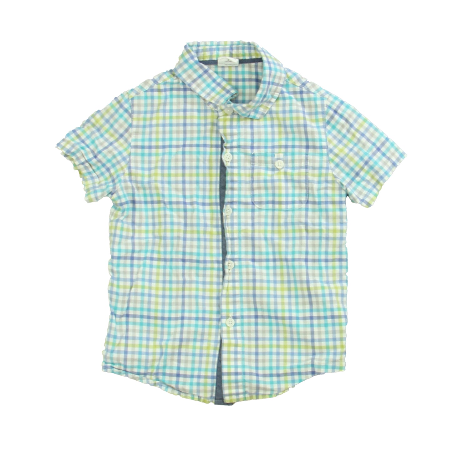 Egg Boys Blue | Green Plaid Button Down Short Sleeve Size: 4T Blue | Green Plaid