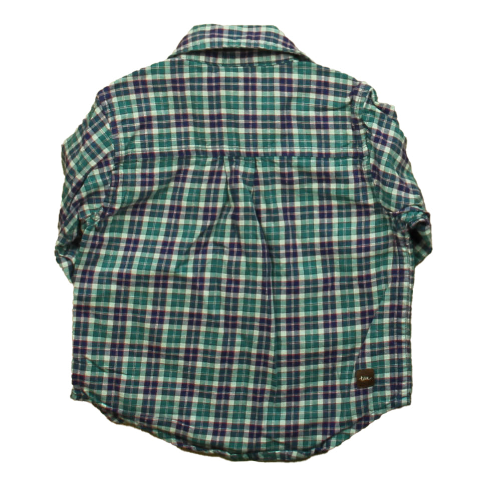 Tea Boys Blue | Green Plaid Button Down Long Sleeve Size: 12-18 Months Blue | Green Plaid