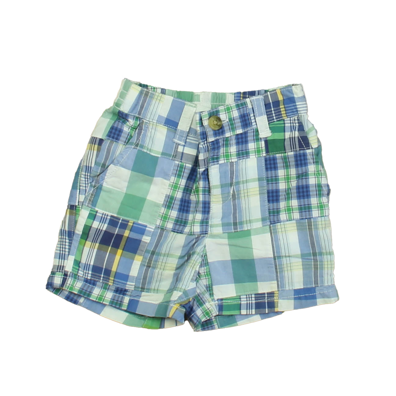 Janie and Jack Boys Blue | Green Plaid Shorts Size: 12-18 Months