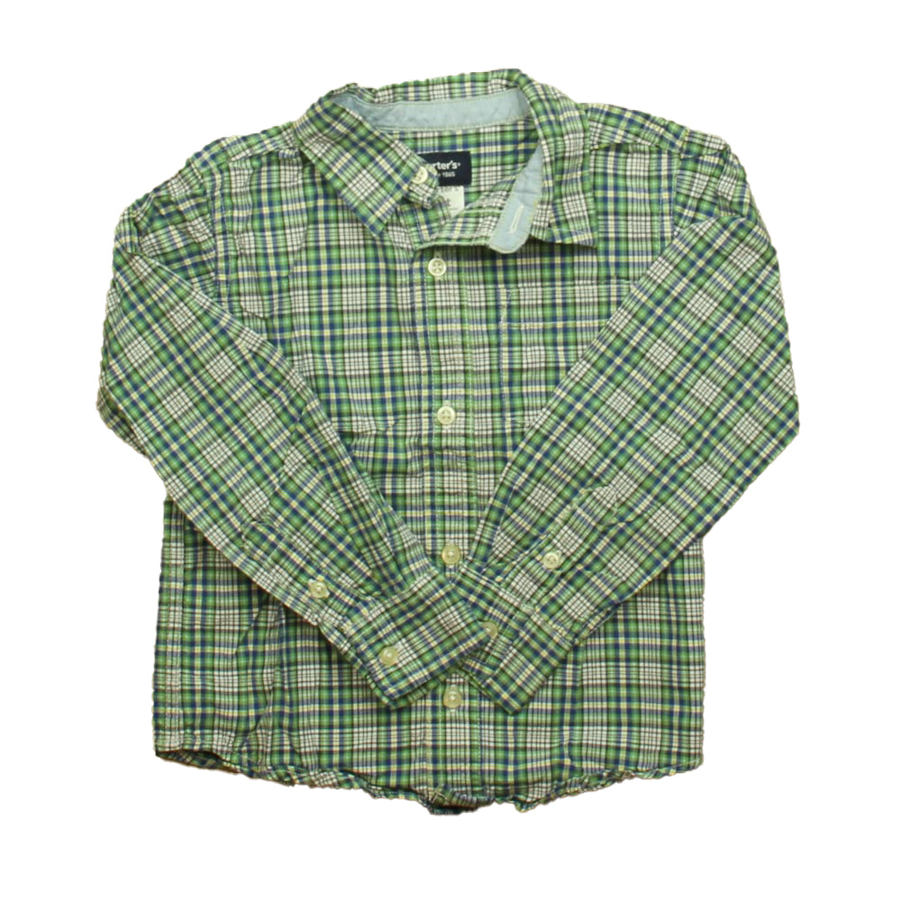 Carter's Boys Blue | Green Plaid Button Down Long Sleeve Size: 4T Blue | Green Plaid