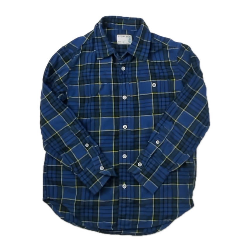 Crewcuts Boys Blue | Green Plaid Button Down Long Sleeve Size: 6-7 Years Blue | Green Plaid