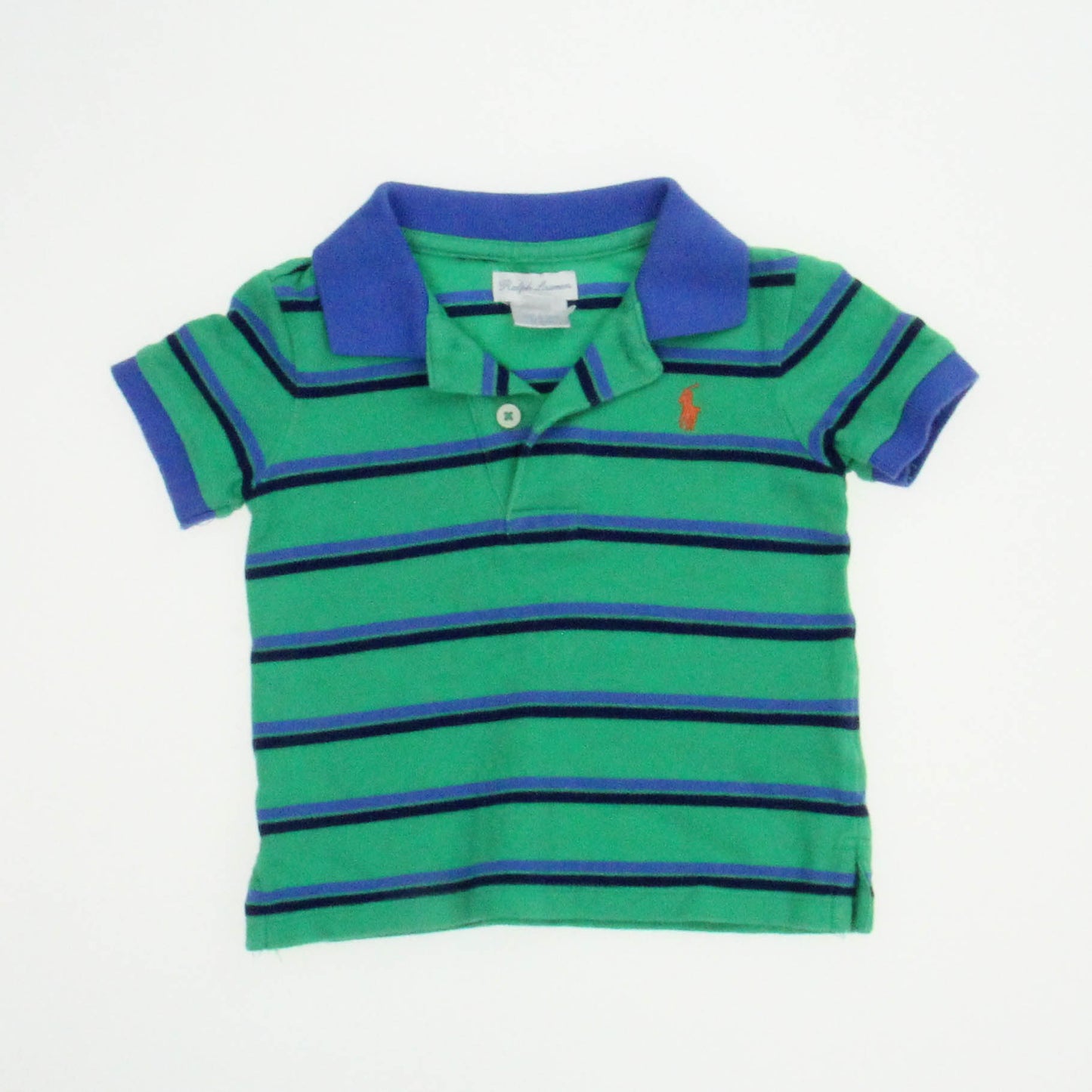 Ralph Lauren Boys Blue | Green | Stripes Polo Shirt Size: 9 Months Blue | Green | Stripes