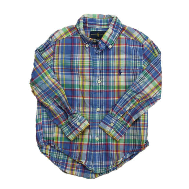 Ralph Lauren Boys Blue | Green | Yellow Plaid Button Down Long Sleeve Size: 3T Blue | Green | Yellow Plaid