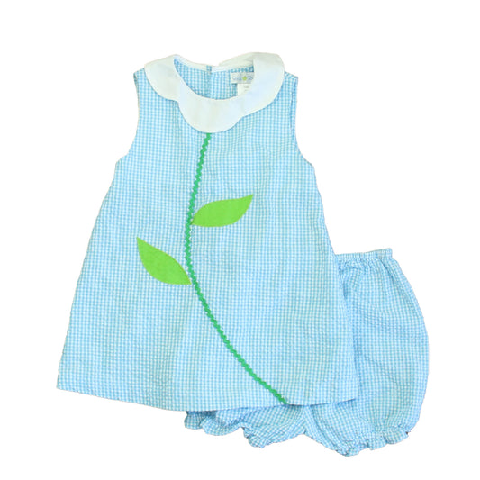 Petit Ami Girls Blue | Green Dress Size: 12 Months Blue | Green