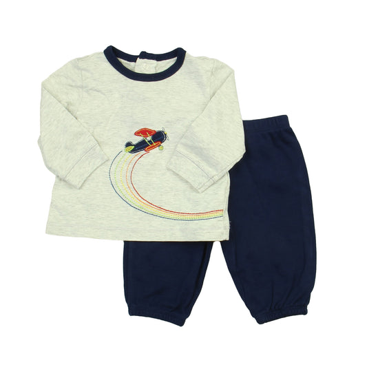 Little Me Boys Blue | Grey | Airplane Apparel Sets Size: 6 Months Blue | Grey | Airplane