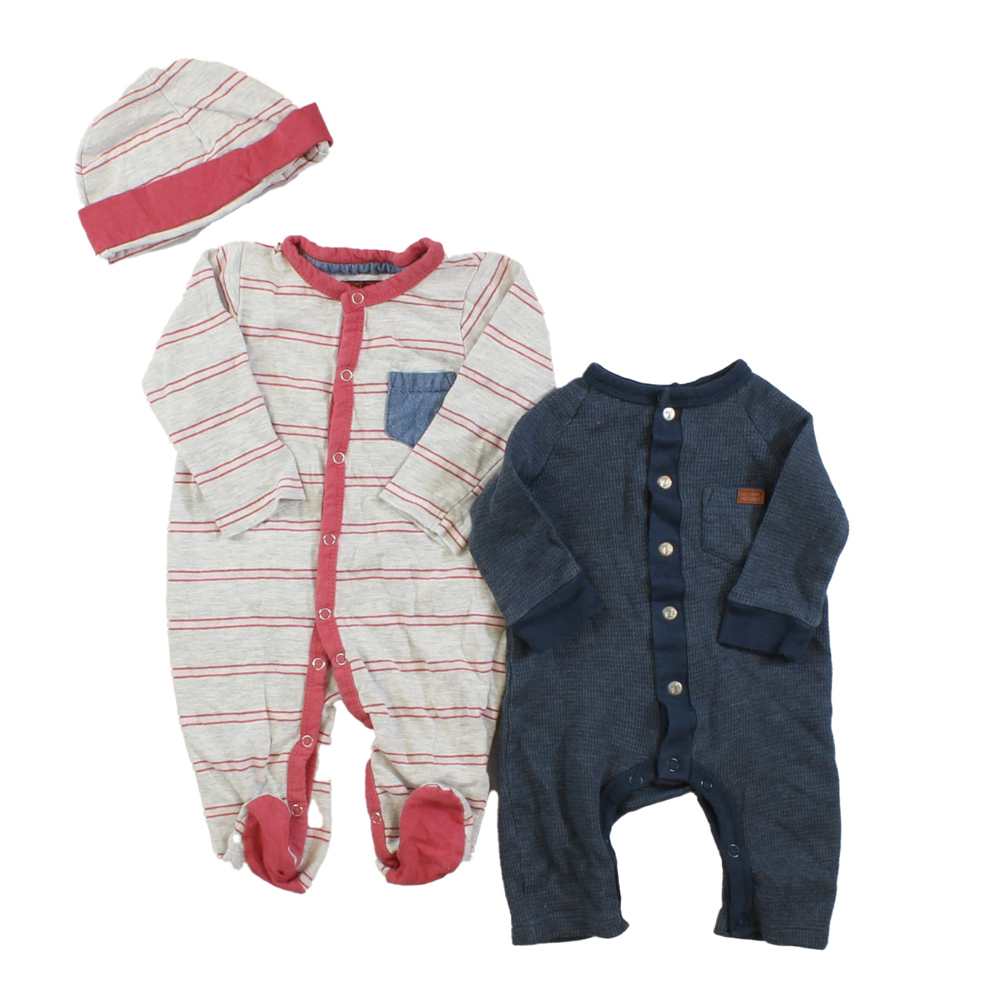 7 for all Mankind Boys Blue | Grey | Red Long Sleeve Outfit Size: 0-3 Months Blue | Grey | Red