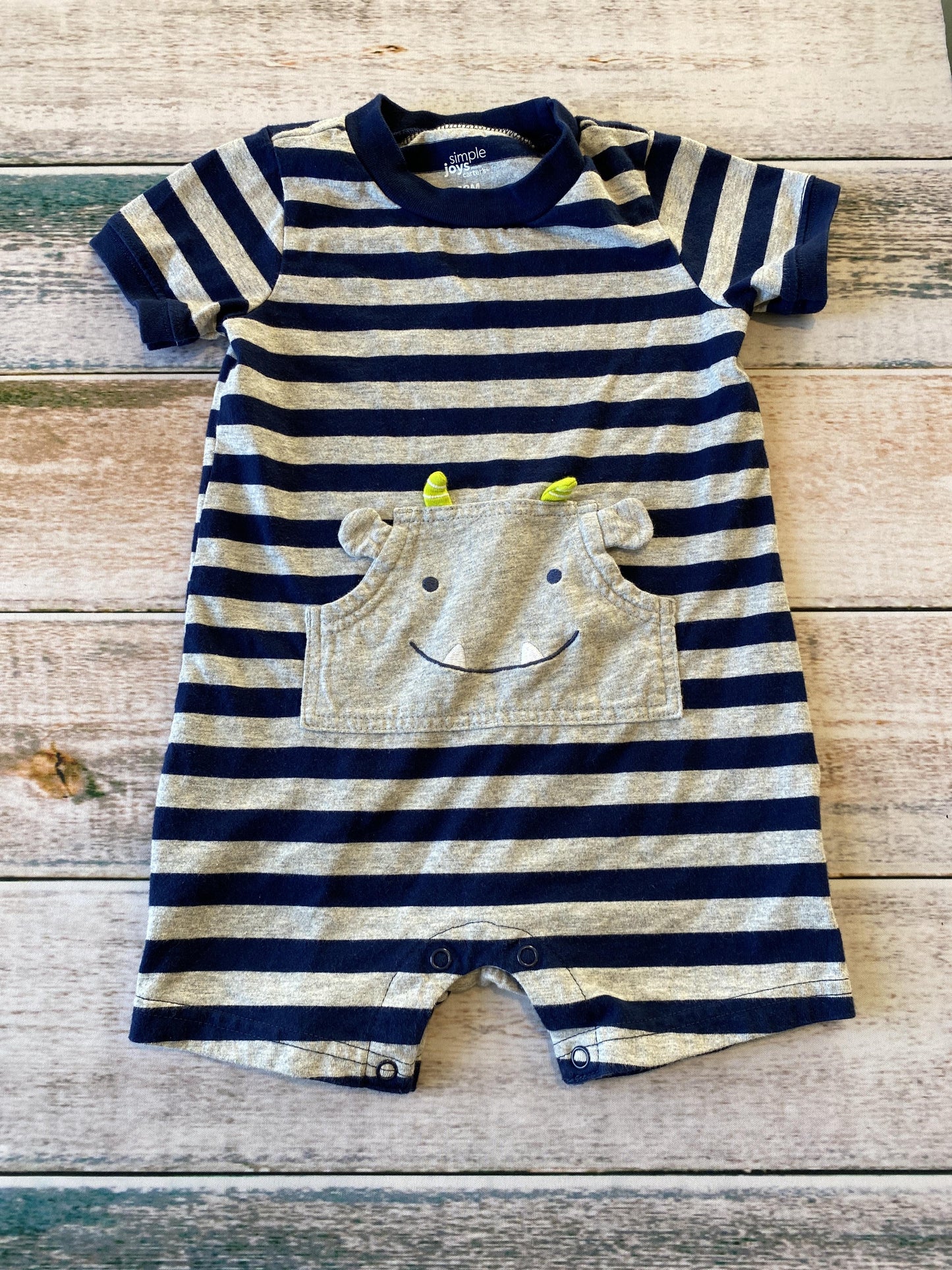 Carters Boys Blue | Grey | Striped Romper Size: 18 months Blue | Grey | Striped