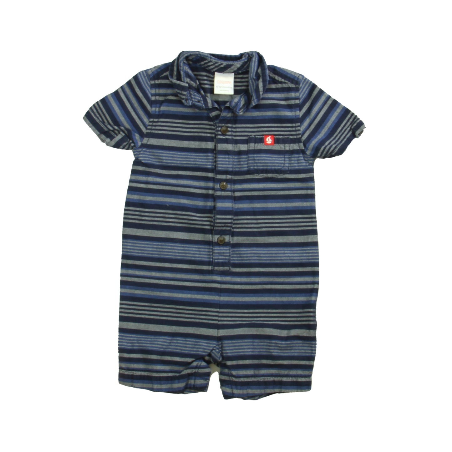 Gymboree Boys Blue | Grey | Stripes Romper Size: 6-12 Months Blue | Grey | Stripes