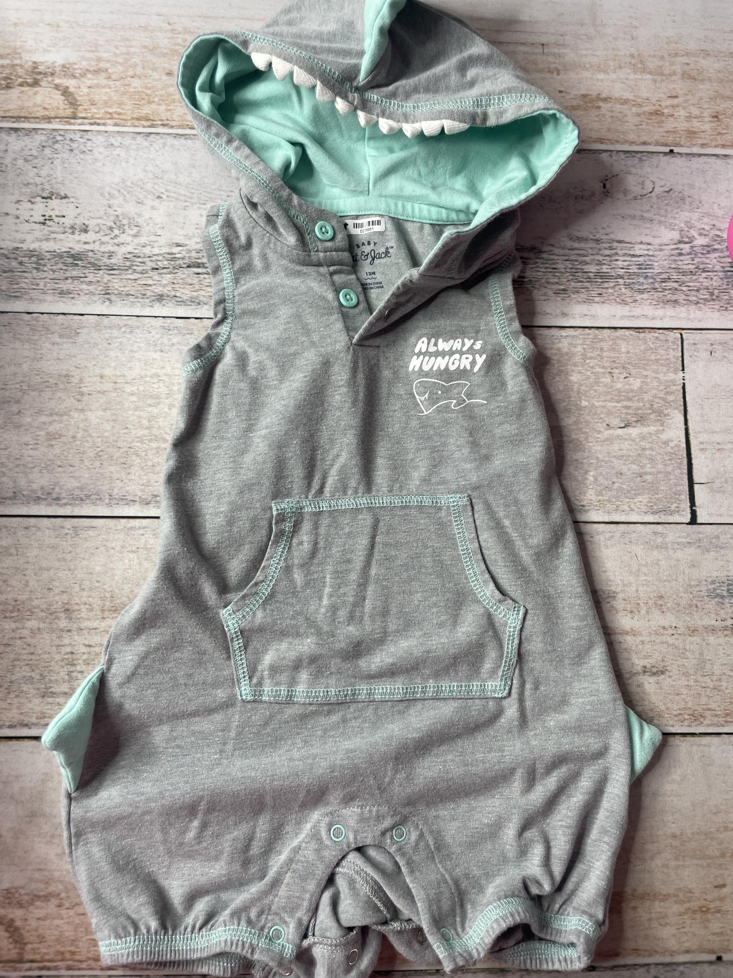 Cat & Jack Unisex Blue | Grey Romper Size: 12 months Blue | Grey