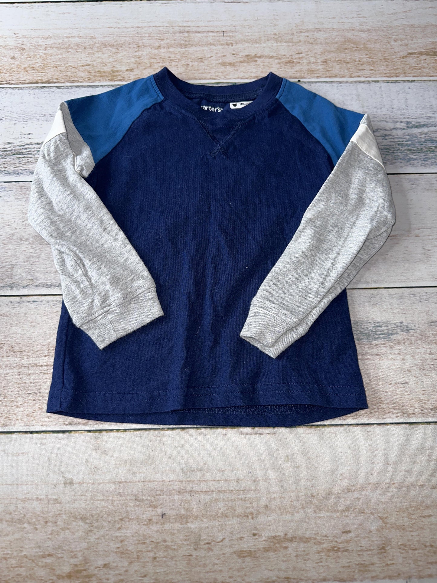 Carters Boys Blue | Grey Long Sleeve Shirt Size: 24 months Blue | Grey