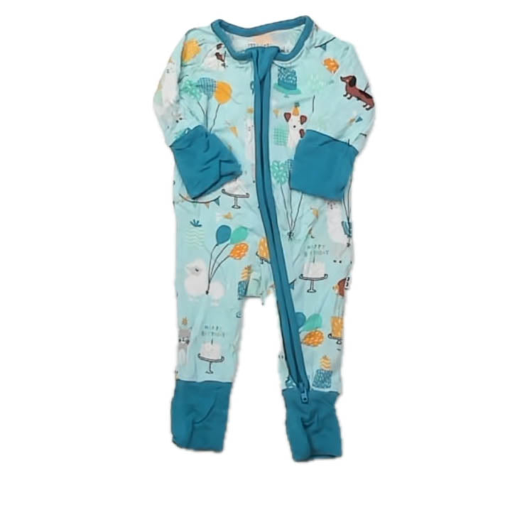 Little Snuggles Boys Blue Happy Birthday 1-piece Non-footed Pajamas Size: Preemie Blue Happy Birthday