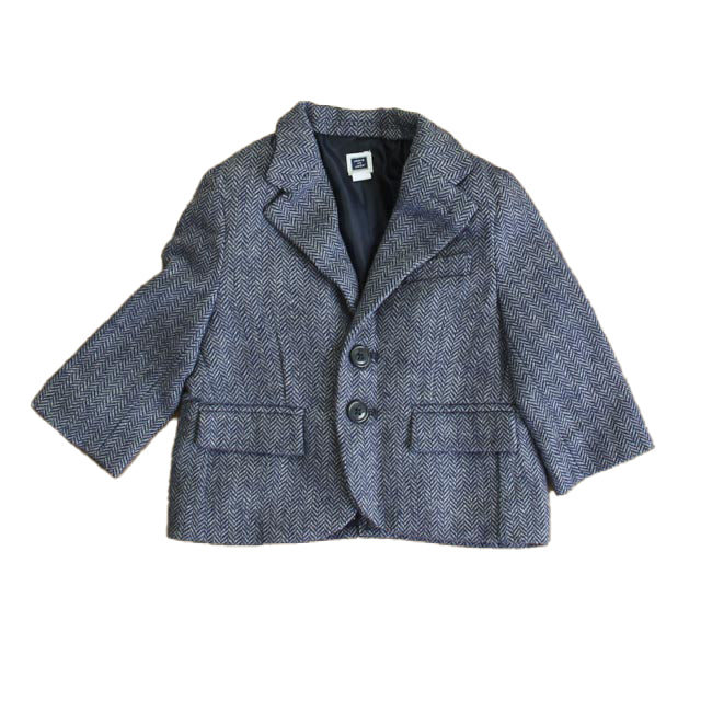 Janie and Jack Boys Blue Herringbone Sports Coat Size: 6-12 Months Blue Herringbone