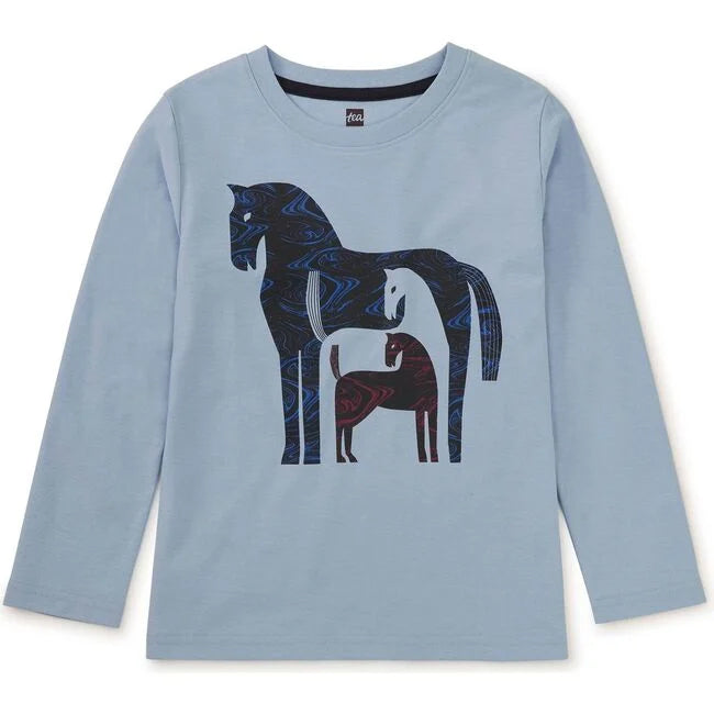 Tea Collection Boys Blue Horses T-Shirt Size: 6-9 Months Blue Horses