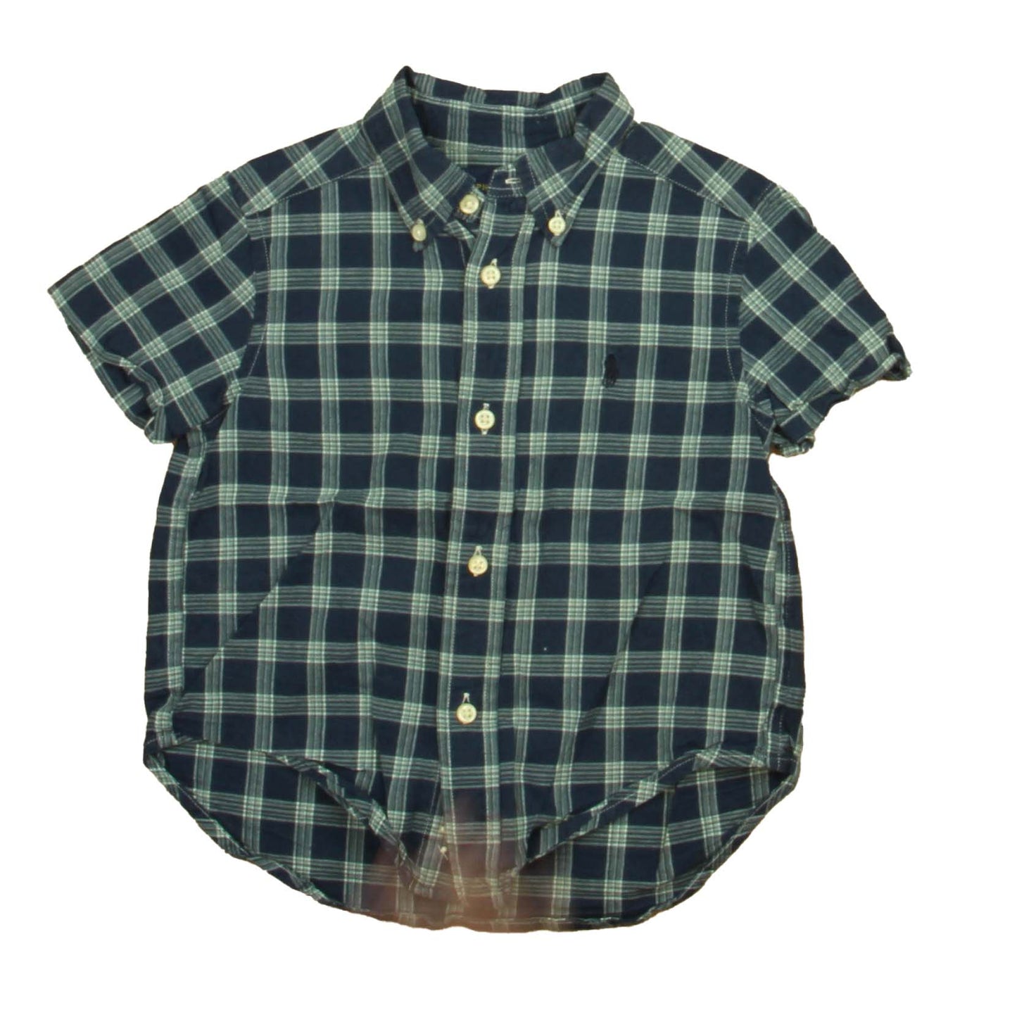Ralph Lauren Boys Blue | Ivory Plaid Button Down Short Sleeve Size: 2T Blue | Ivory Plaid