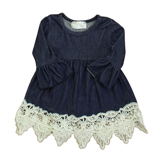 Beau & Belle Girls Blue | Ivory Dress Size: 18 Months Blue | Ivory