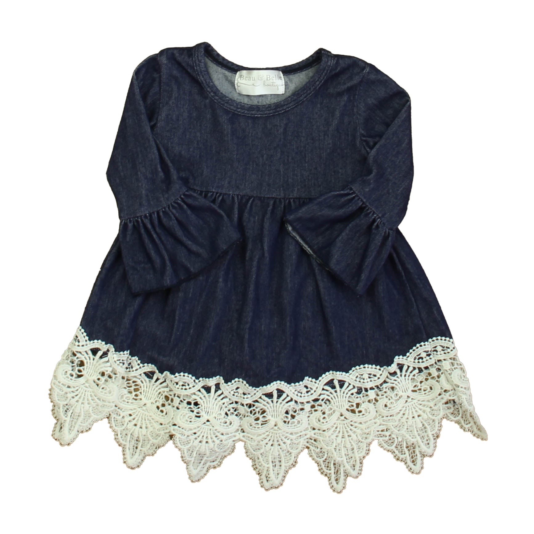 Beau & Belle Girls Blue | Ivory Dress Size: 18 Months Blue | Ivory