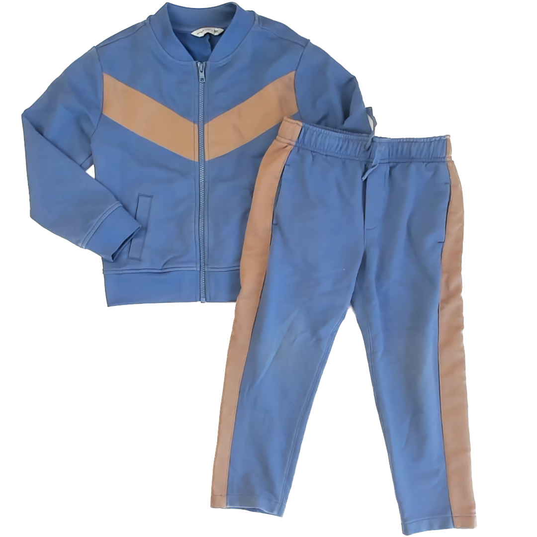 Janie and Jack Boys Blue | Khaki Track Suit Size: 5-6 Years Blue | Khaki