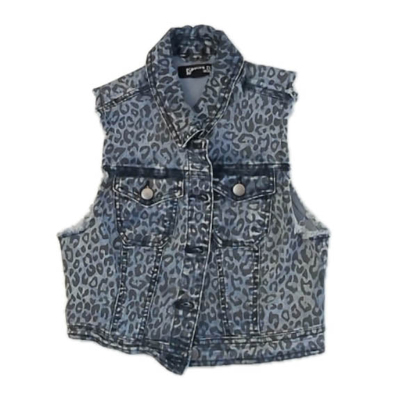 Forever 21 Girls Blue Leopard Vest Size: Junior Medium Blue Leopard